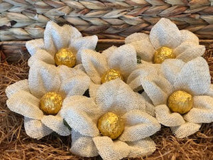Burlap and Bells Wedding Flowers and Favors - box of 6 flowers