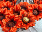 Halloween Party Décor. Havannah Autumn Orange Fabric Flowers Centerpieces Decoration- box of 6 flowers