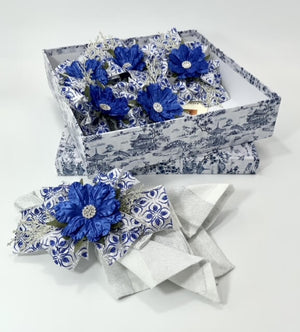 Napkin Ring Holidays And Christmas Home Decor; Royal Blue And Silver Decor. Perfect Holidays Gift Idea For Friend, Mother, Teacher. Elegant Decor