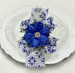 Napkin Ring Holidays And Christmas Home Decor; Royal Blue And Silver Decor. Perfect Holidays Gift Idea For Friend, Mother, Teacher. Elegant Decor